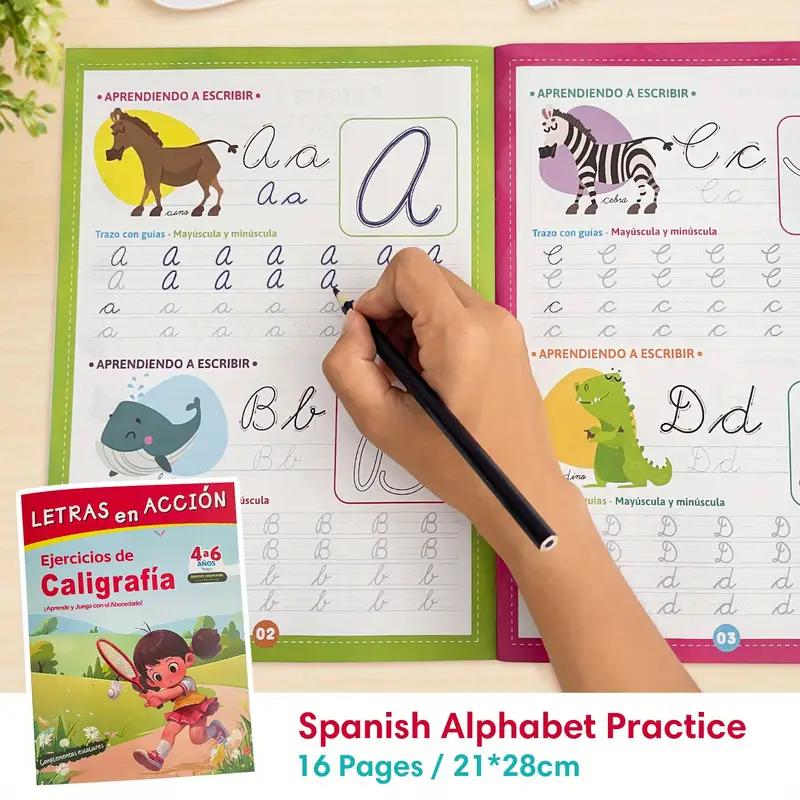 Spanish Cursive Tracing Workbook for Kids Adult 16-Page Alphabet ABC Sight Words Cursive Handwriting Practice