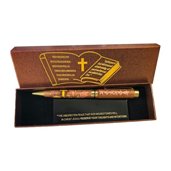 

Вінтажна кулькова ручка з подарунковою коробкою Швидкосохнуче перо з нержавіючої сталі Письмова ручка In God We Trust Пам ятна ручка Християнський подарунок коричневий