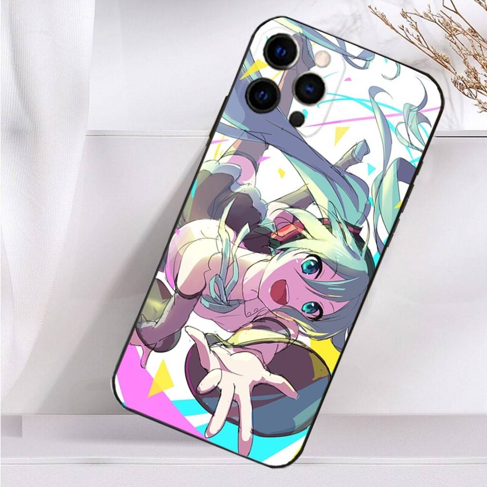 Cute H-Hatsune M-Mikus Phone Case For iPhone 16,15,14,13,12,11 Plus,Pro Max,XS,X,XR,SE,Mini,8,7 Soft Silicone Black Cover