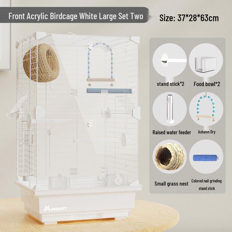 Large Transparent Acrylic Bird Cage with Toilet for Cockatiels and Parrots