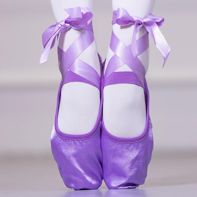 Satin ribbon adult ballet dance shoes female teacher shoes soft sole summer practice cat claw shoes shape strap dancing shoes