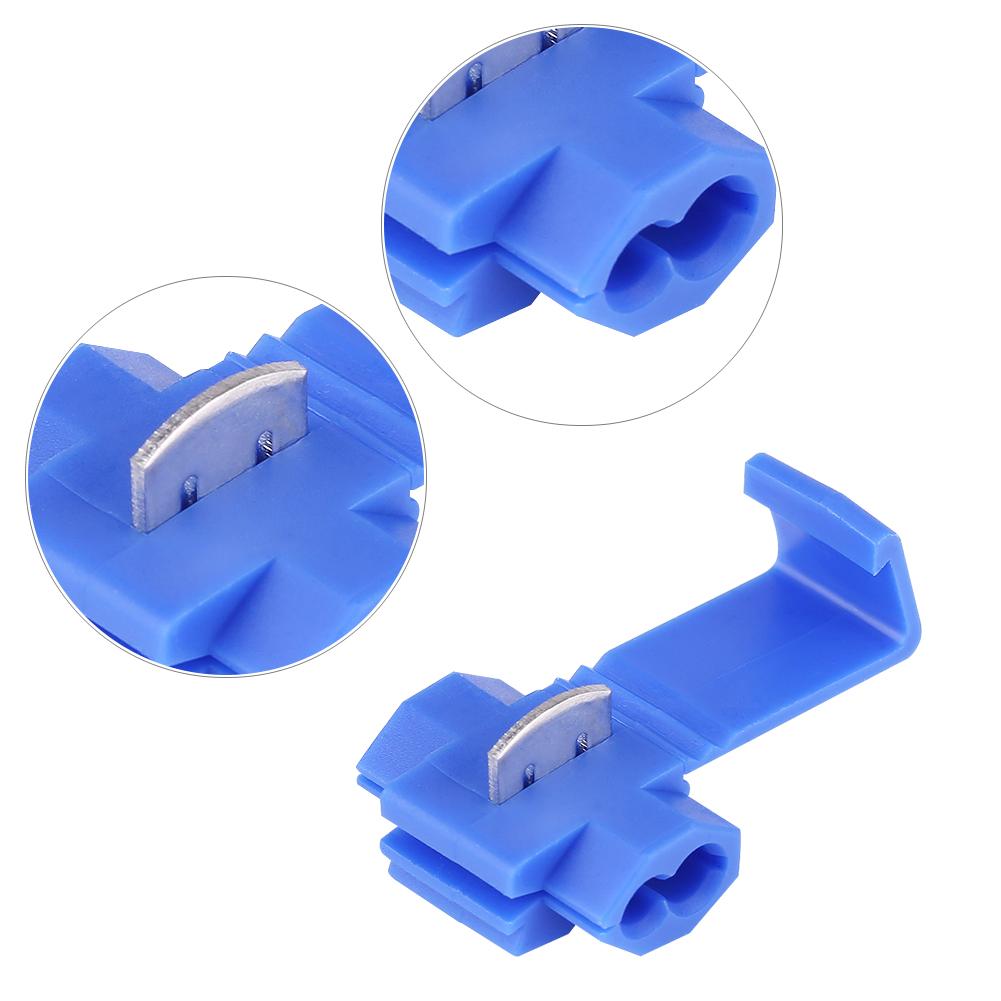 50pcs Blue Lock Quick Wire Splice Clips Terminal Connectors 0.72 2.5mm2