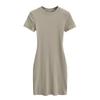 Amerikanischer Stil Schlankes Rundhals-Kurzarm-Bodycon-Kleid - Damen Stretch, Sexy, Reine Begierde Kurzer Rock
