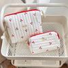 Cherry Print Travel Toiletry Bag - Large Capacity, Portable Handheld Cosmetic Pouch
