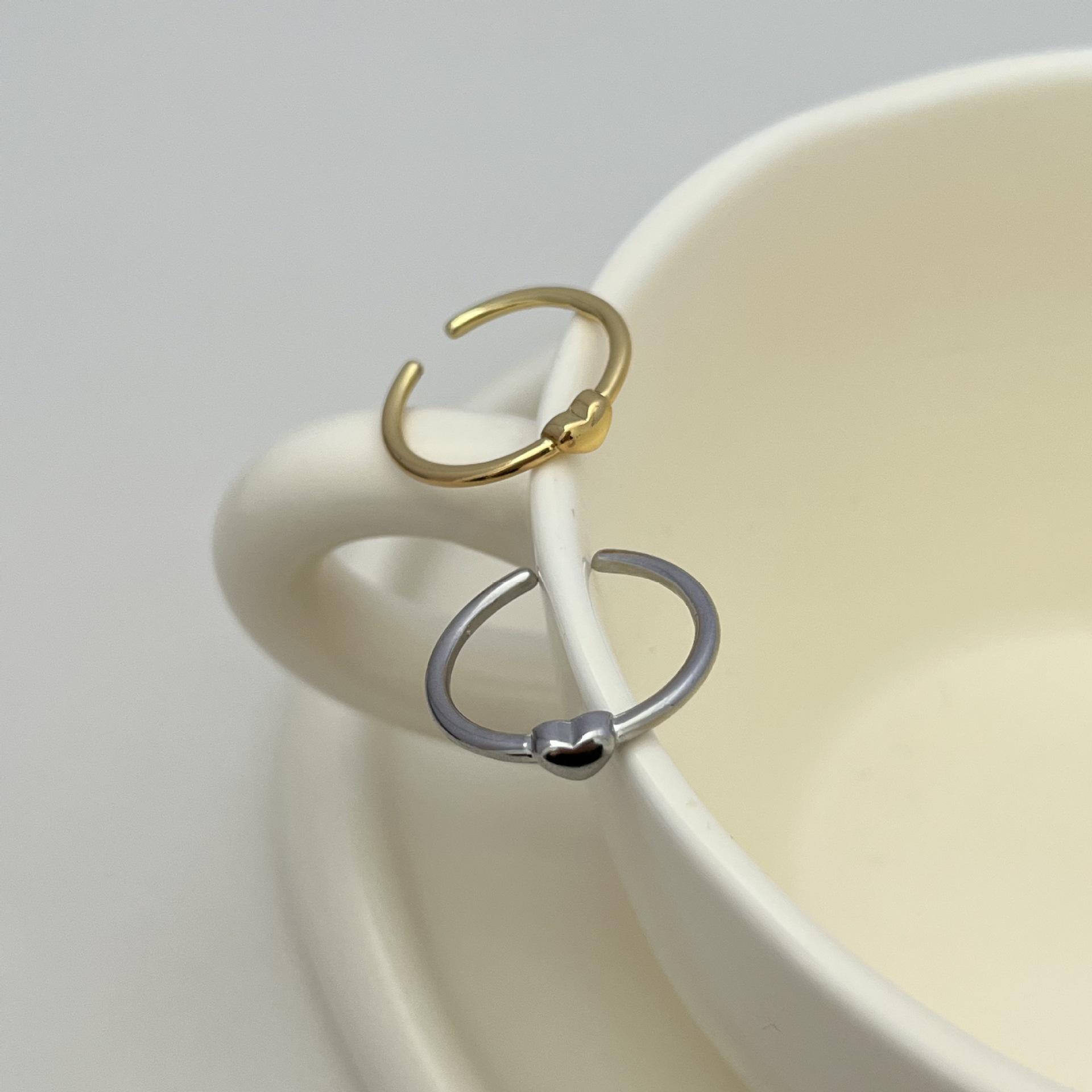 Korean Minimalist Heart Adjustable Open Ring - Ultra-Simple, High-End, Versatile, Fashionable, Personalized Finger Accessory Adjustable золотой