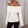 VEZFAA Maglioni monospalla a maniche lunghe con stampa tinta unita, casual, autunno inverno, da donna