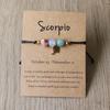 Bracelet Charms 12 Signes du Zodiaque en Pierre Naturelle pour Femmes Hommes Bracelet Tressé en Carton Lion Vierge Balance Cadeau Réglable