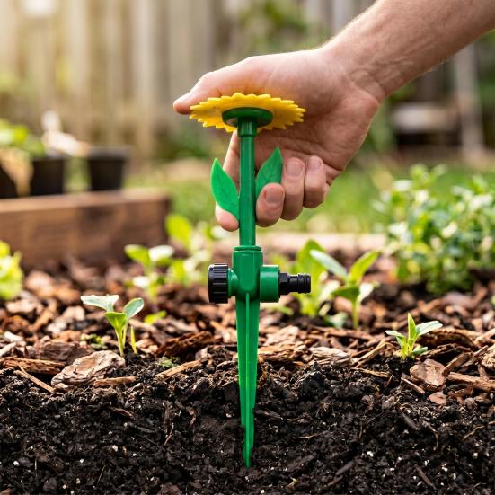 Sunflower Lawn Sprinkler Garden Hose Sprinkler with Spike Base Adjustable Sprinkler Nozzle for Large Area Coverage Irrigation Patio Yard Watering