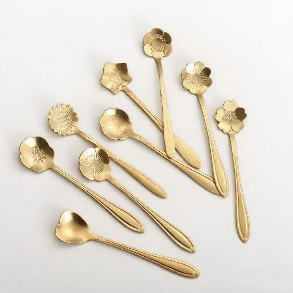 Cherry Blossom Stainless Steel Long Handle Stirring Spoon for Coffee, Dessert, and Honey