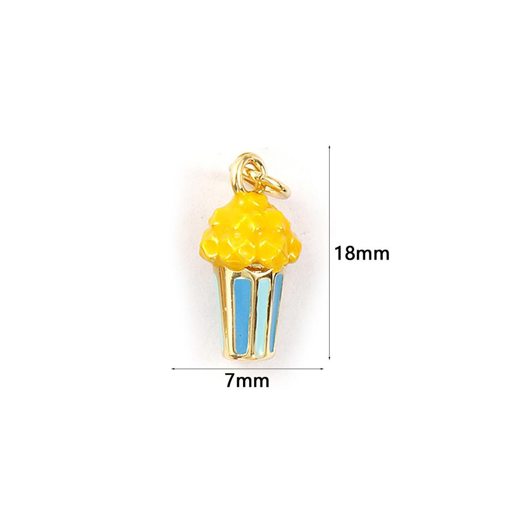 1 Piece Brass Charms 18K Gold Plated Enamel 3d Popcorn Chocolate French Fries Hamburger Pendants For DIY Necklace Jewelry Making