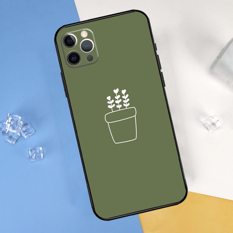 Green Aesthetic Phone Case For iPhone 16 Pro 15 Pro 11 13 14 Pro Max 12 Mini XR 16 15 Plus 16e Cover Shell