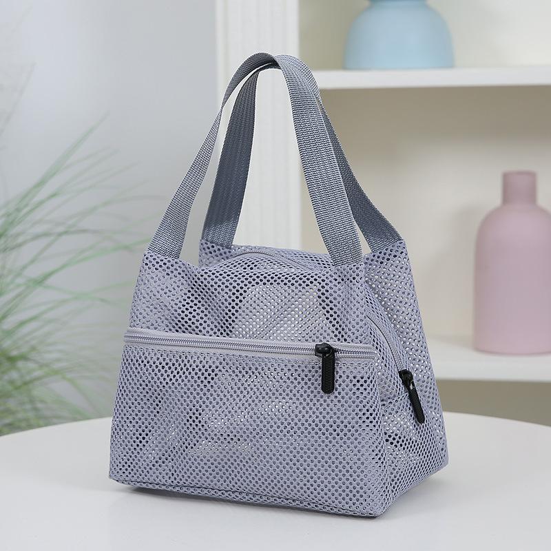 Mesh Lunch Tote Bag Breathable Lightweight Mesh Handbag with Zipper Casual Cooler Bag for Work Picnic & Beach Use