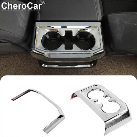 Chrome Console Armrest Rear Cup Holder Panel Decor Cover Trim for Ford F150 21+