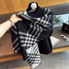 Quanzhixian plaid scarf women's winter high-end double-sided two-color personalized imitation cashmere shawl war horse scarf