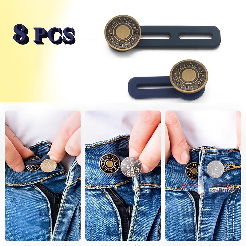 8Pcs Jeans and Pants Button Extenders Jeans Adjustable Retractable Button Set Waistband Extender for Men and Women Jeans Button