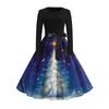 Women's Fashionable And Elegant  Winter Long-sleeved Christmas Tree Print Dress