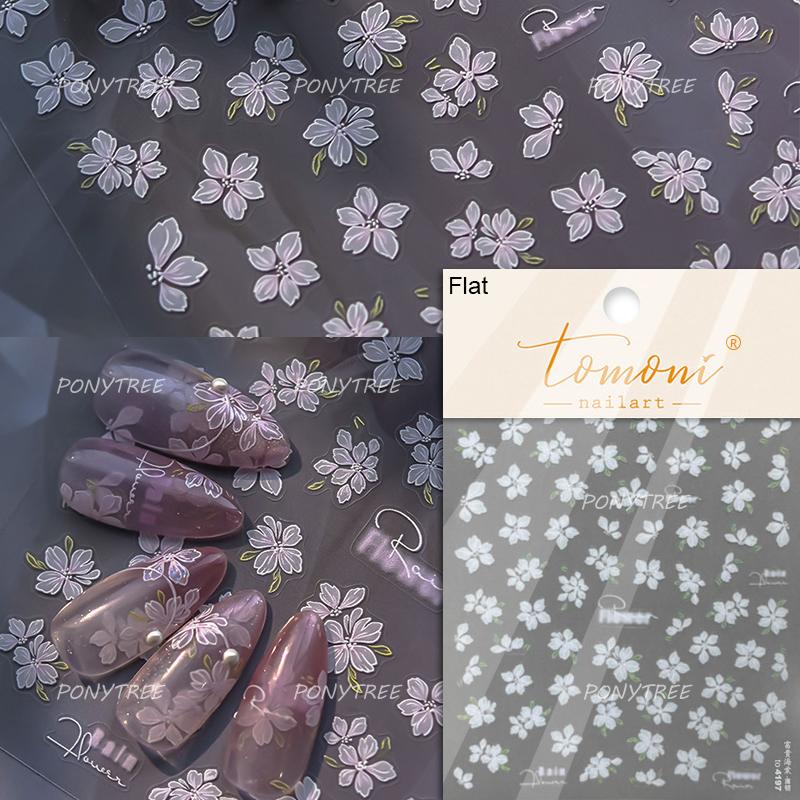 Embossed Flower Pink Butterfly Lucky Peach Blossom Chic Spring Petal 5D Soft Relief Adhesive Nail Art Stickers Manicure Decals