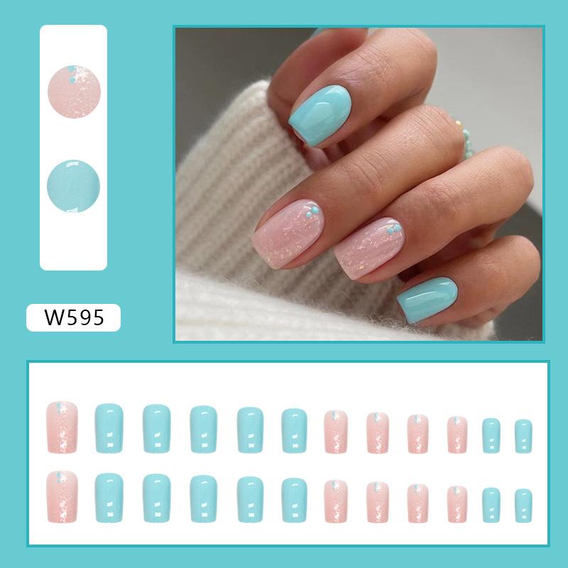 Summer Colorful Fresh And Cute Flowers European And American Fake Nails Solid Color Matte Nail Art Pieces Fashion Wear Nail
