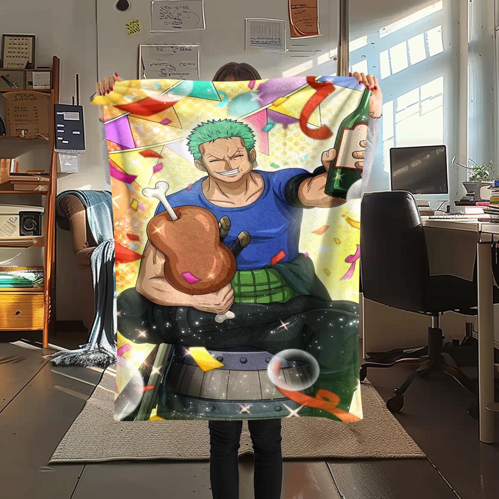 Manta de Franela con Estampado de Personaje de One Piece, Alta calidad Cómoda para Todas las Estaciones, Decoración del Hogar, Calidez y Comodidad, Perfecta para Regalos de Navidad