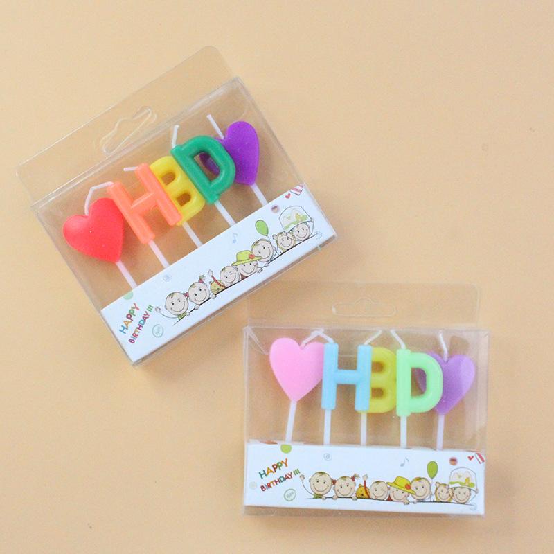 New Colorful HBD English Letter Candle Creative Party Party Baking Birthday Cake Love Candle