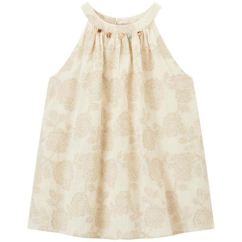 Eichito Linen Blend Halter Chiffon Sleeveless Top