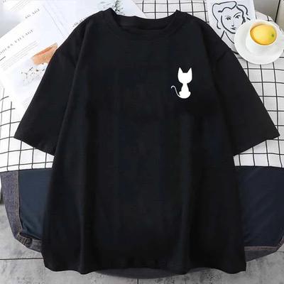 Katzen-Print T-Shirt Sommer Sport Jogging Top Kurzarm Outdoor Mode T-Shirt Locker Weiches Shirt Lässige T-Shirts