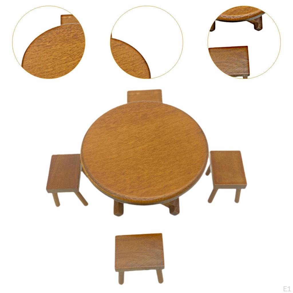 1/12 Dollhouse Dining Table Chair Model Set Accessories Miniature Furniture for Fairy Garden