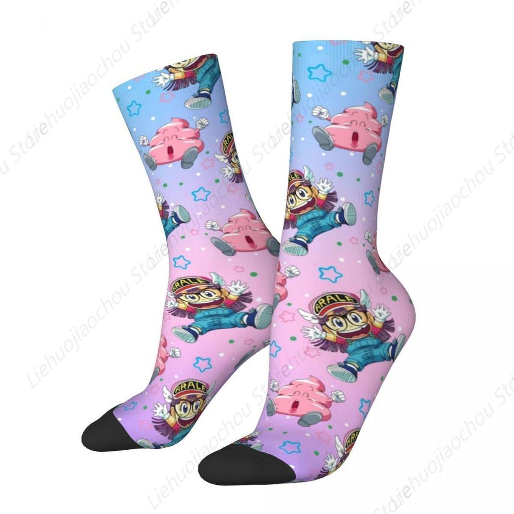 Casual Arale Anime Cute Soccer Socks Dr Slump Polyester Long Socks for Women Men