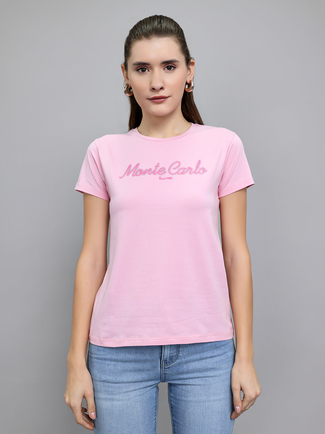 Monte Carlo Women Regular Fit Pink Top S
