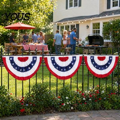 Fächer für Feiertage USA-Flagge, 4. Juli Amerikanische Flaggen-Girlande, Rot Weiß Blau Hochwertige Patriotische Deko Halb-Banner für