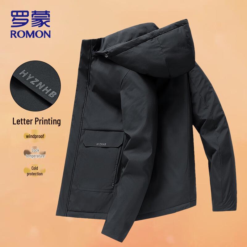 Romon Men's Fleece-Lined Detachable Hood Puffer Jacket