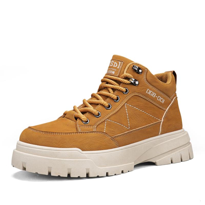 Mens High Top Boots Autumn Fashion Outdoor Anti Slip Casual Comfortable Work Boots Breathable Wear-Resistant Walking Shoes