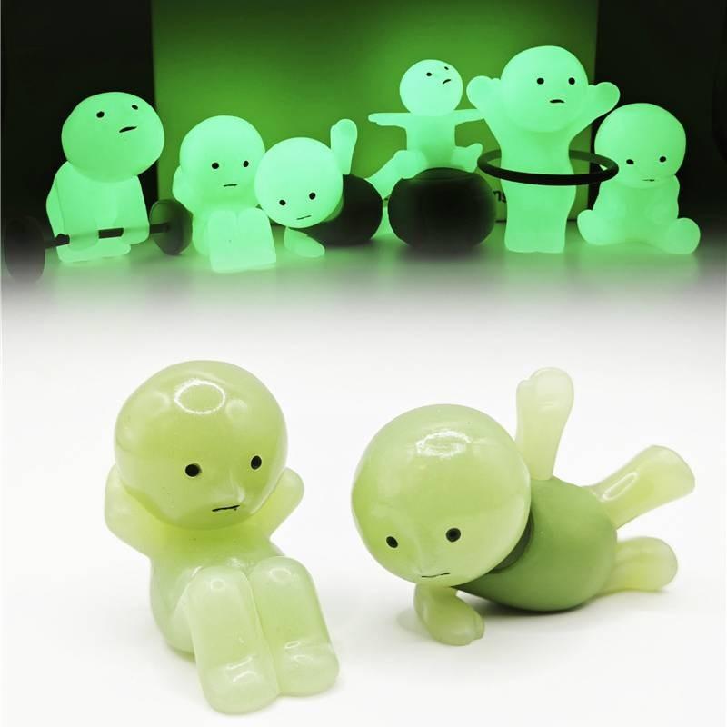 6pcs Smiski Luminous Action Figure Model Cartoon Elf Decorations Gifts Kids