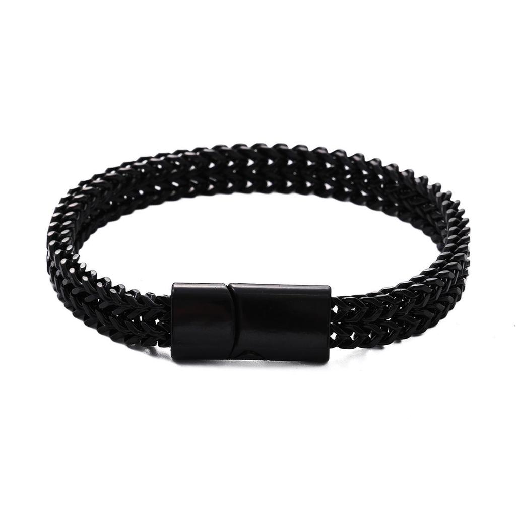 Men’s Stainless Steel Double Row Woven Dragon Bone Magnetic Bracelet