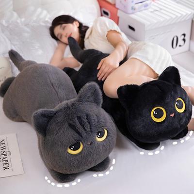 Muñeco de Peluche de Gato Negro Lindo 50-90cm Kawaii Cojín Grande para Abrazar Ins Muñeco de Peluche de Gato Negro Para Niño Niña Regalos de Cumpleaños