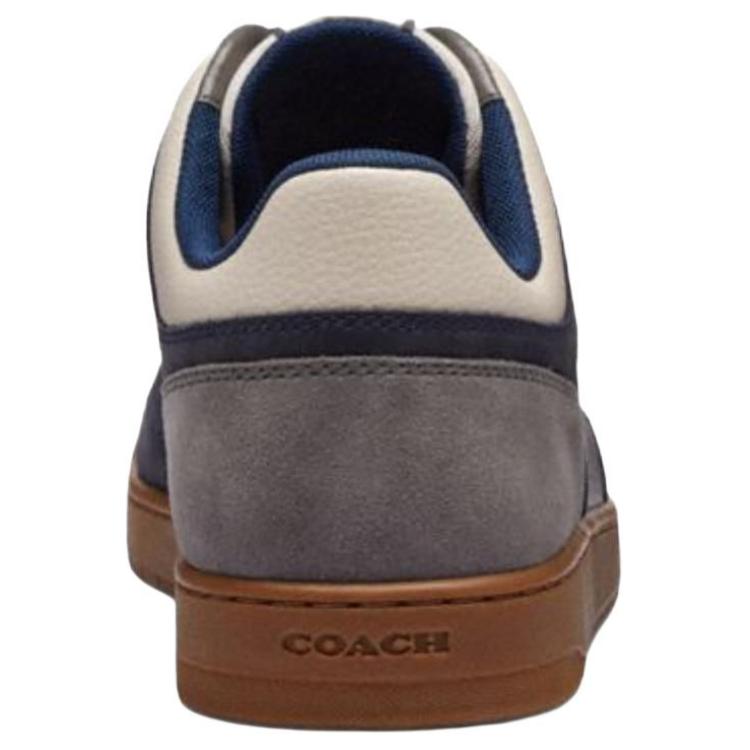 Coach C201 Synthetic Leather Cowhide Round Toe Lace-Up Low-Top Sneakers Men Sneakers Blue Gray CZ315-P2V