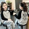 Korean Girls' Striped Cotton Long-Sleeve T-Shirt for Spring/Autumn - Medium & Large Children