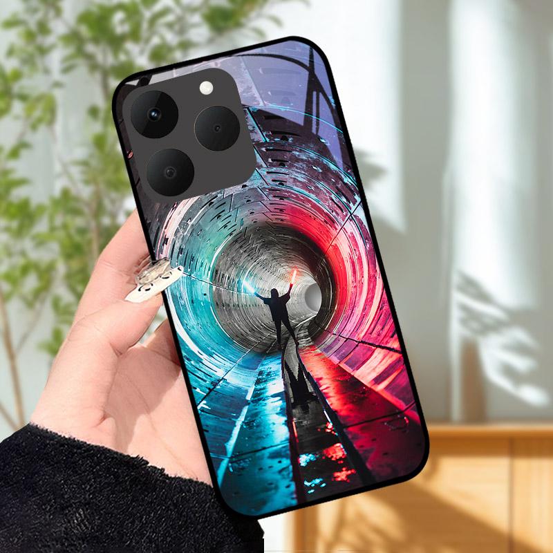 Für Realme 15T 5G Hülle Luxus Mode Bemalt Stoßfest Gehärtetes Glas Handyhülle Für Realme15T 15 T Hülle Schale RMX5111 Capa