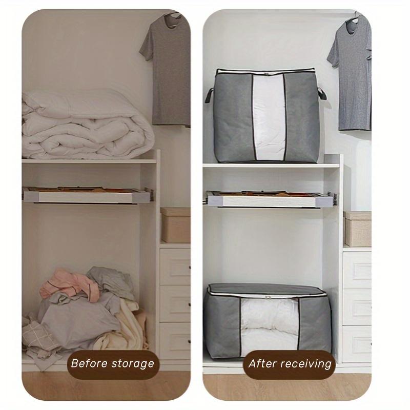 Storage Bag Fabric Clear Window and Handles Large Capacity Closet Organizer for Clothes Quilts Wardrobe Space Saver for Home