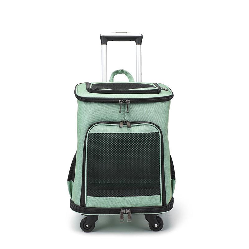 Portable Cat Travel Bag on Wheels Large Capacity Pet Carrier for Summer Breathable Mesh Kitten Backpack Lightweight Cat Trolley