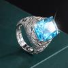 Jewelry Retro Style Simulation Topa Blue Full Diamond Luxury Set Creative Set Necklace 12 * 16 Stud Earrings 12 * 14