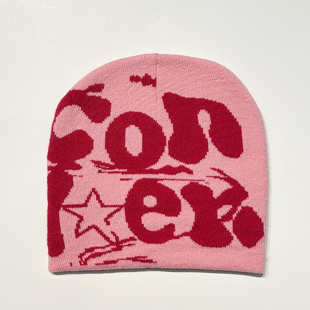 Y2K Girls Harajuku Style Slouchy Beanies for Women Jacquard Hat Versatile Hip-Hop Beanie Hat Skull Cap Turbans