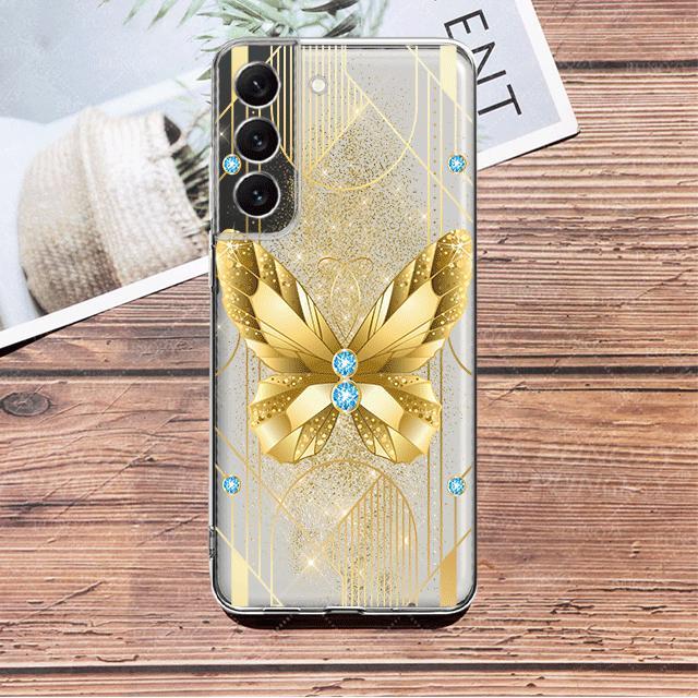 

Прозрачный чехол с золотым бабочкой и цветком для Samsung Galaxy S23 S22 S21 S20 Fe Ultra S10 S9 S8 Plus 10e S10lite Note 10plus 20ultra Samsung S10 Lite