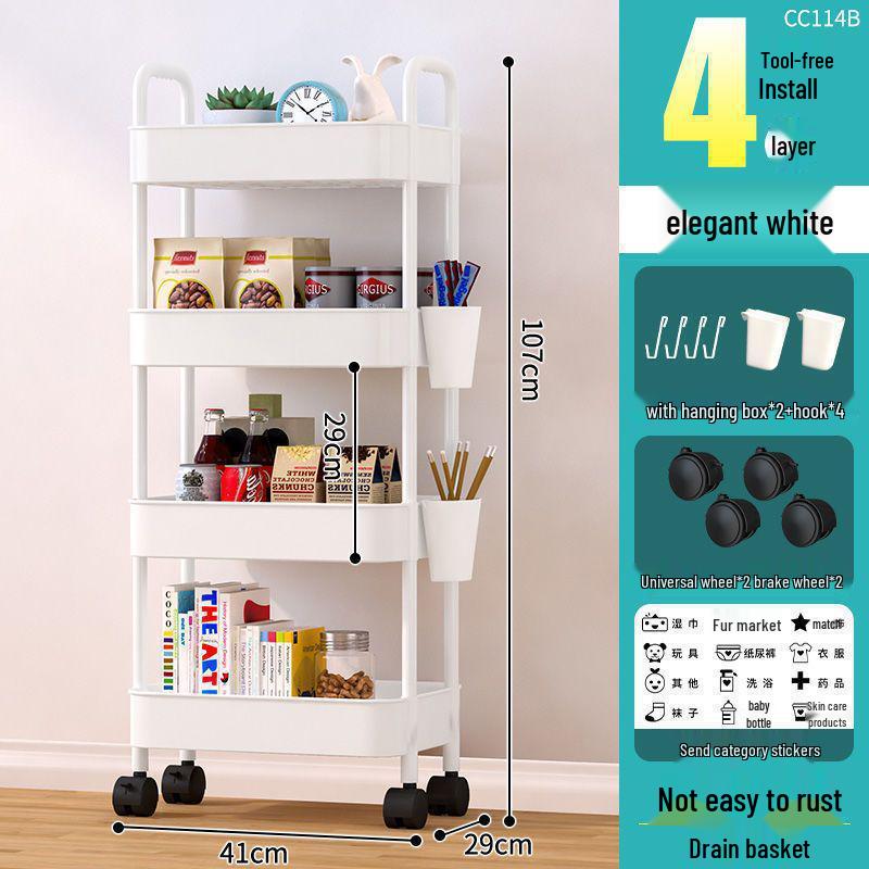 Multi-Layer Movable Kitchen Rack: Floor-Standing Storage Cart for Fruits & Vegetables