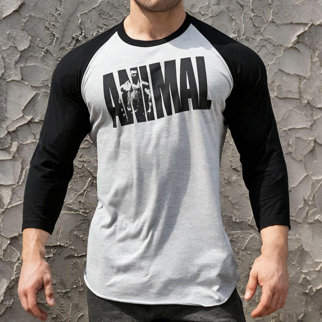 "Beast Fitness Herren Raglan Kurzarm Bodybuilding Shirt - Europäische und Amerikanische Große Größen"