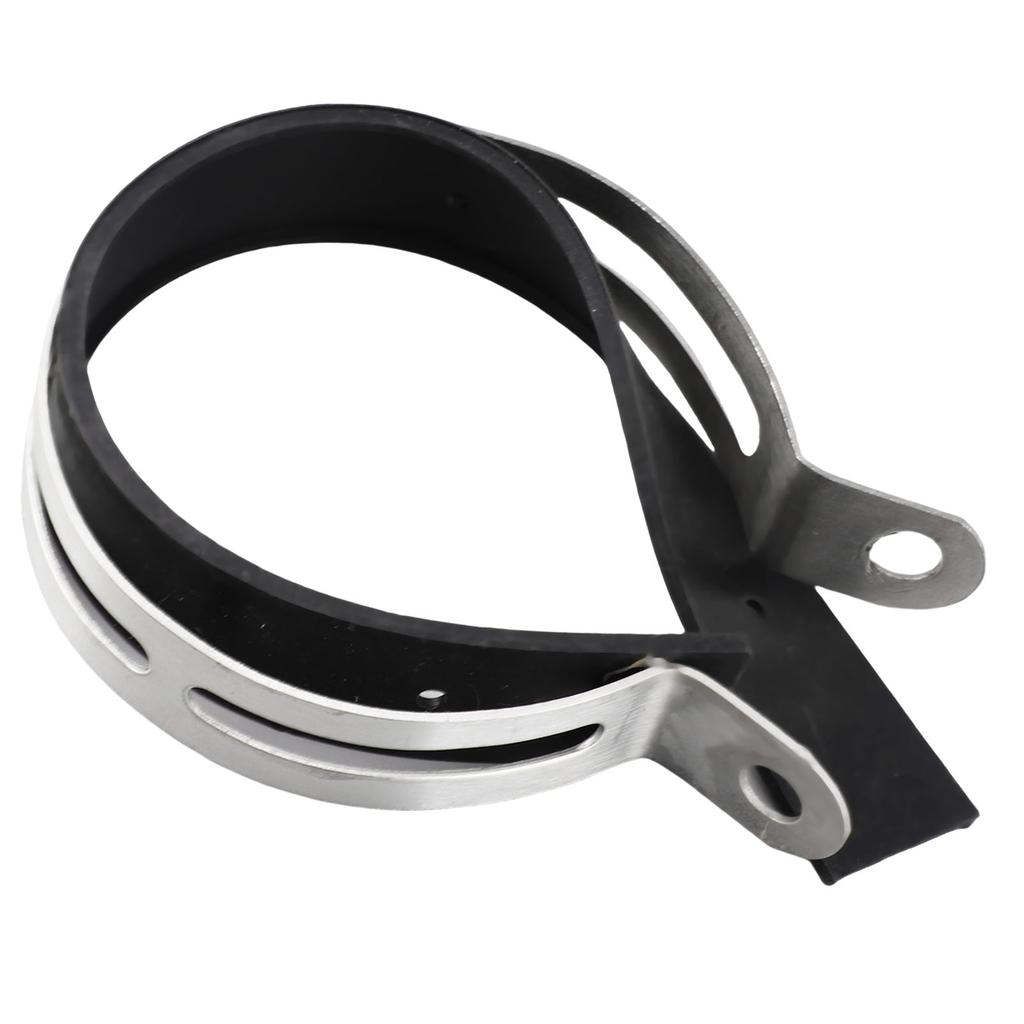 3.9in Motorcycle Exhaust Pipe Clamp Fixed Ring Stainless Steel Clip with Rubber Strip Universal