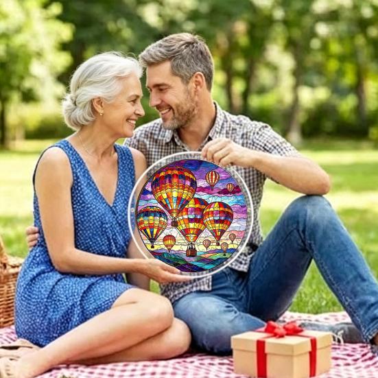 Acrylic Jigsaw Puzzle Suncatcher 83 Pcs DIY Puzzles Craft Kit for Adults Colorful Window Hanging Ornament for Women Men Home Garden Decor