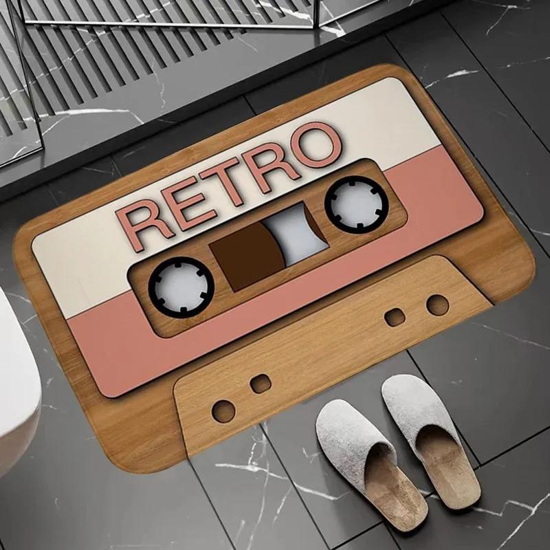 Retro kazetová páska Koupelnové předložky Super savý koupelnový koberec Vstup do domu Vítejte Protiskluzová rohožka Křemelina Koberec do kuchyně