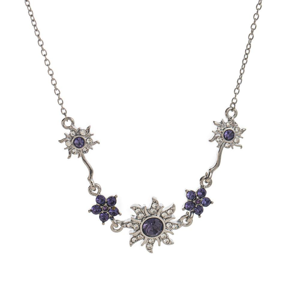 Zinc Zinc Zinc Alloy Sun Flower Chain Neck Jewelry Rhinestone Necklace Women Retro Star Necklace  Gifts