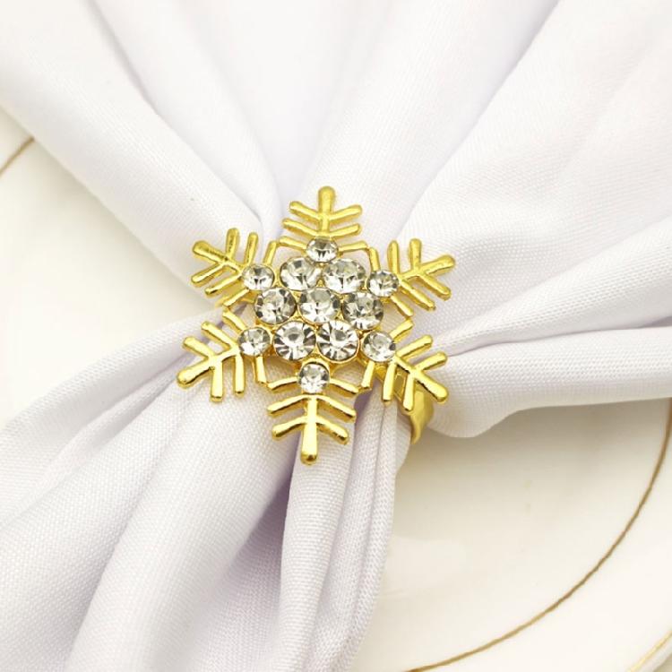 6pcs Christmas Napkin Rings Set Snowflake Napkins Buckles Banquet Accessories